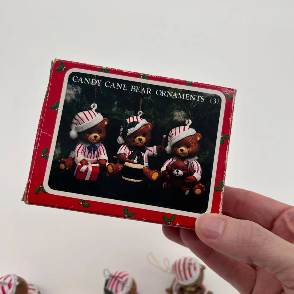 Christmas‎ Around the World Candy Cane Bear ornaments set of 3 IN BOX